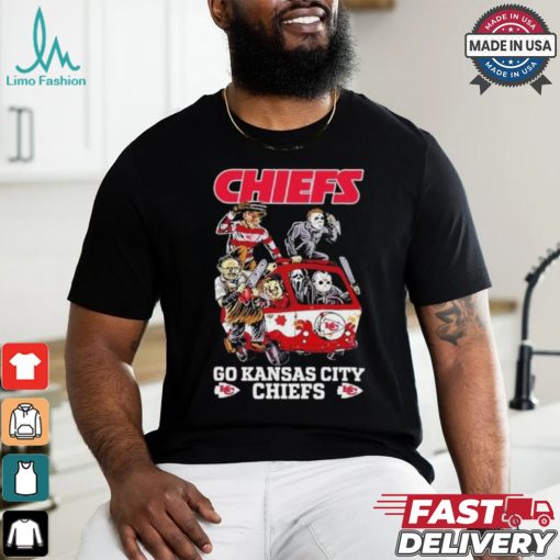 Horror Characters On Car Kansas City Chiefs Halloween Go Chiefs shirt