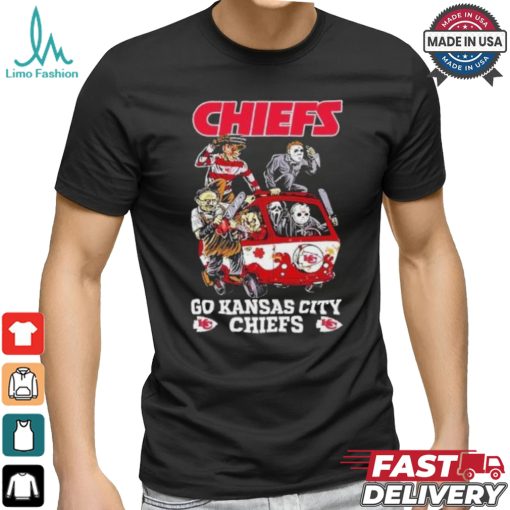 Horror Characters On Car Kansas City Chiefs Halloween Go Chiefs shirt