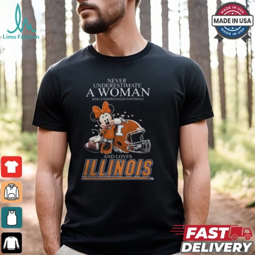 Illinois Fighting Illini x Minnie Mouse Never Underestimate A Woman Who Understands Football And Loves Shirt