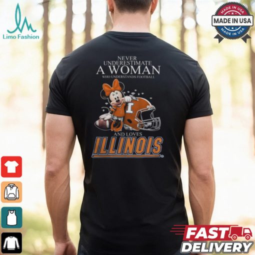 Illinois Fighting Illini x Minnie Mouse Never Underestimate A Woman Who Understands Football And Loves Shirt