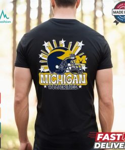 Image One Men's Michigan Wolverines Grey Helmet Star T Shirt