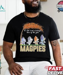 It’s The Most Wonderful Time Of The Year Bluey Characters X Collingwood Magpies Shirt