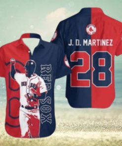 J.D. Martinez Boston Red Sox Action Pose Tropical Hawaiian Shirt