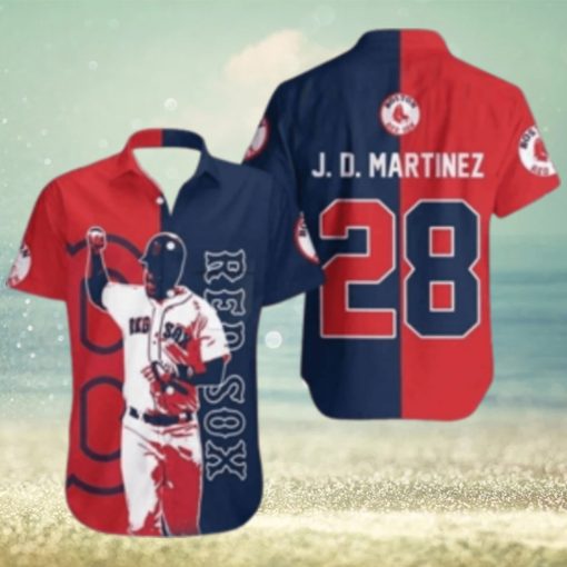 J.D. Martinez Boston Red Sox Action Pose Tropical Hawaiian Shirt