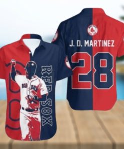 J.D. Martinez Boston Red Sox Action Pose Tropical Hawaiian Shirt