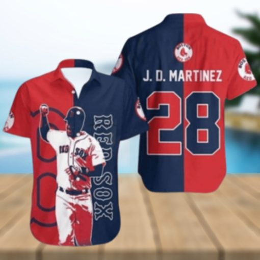 J.D. Martinez Boston Red Sox Action Pose Tropical Hawaiian Shirt