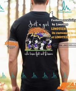 Just A Girl Who Loves Fall And Baltimore Ravens X Peanuts Characters Shirt