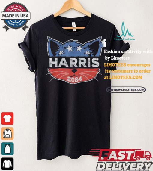 Kamala Harris 2024 Button Cat Face For Cat Lady Kamala Lover T shirt