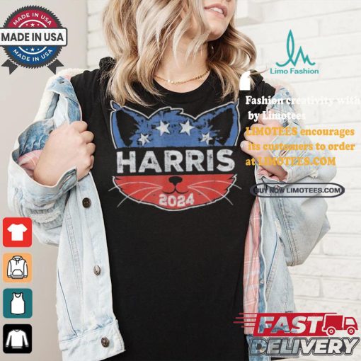 Kamala Harris 2024 Button Cat Face For Cat Lady Kamala Lover T shirt