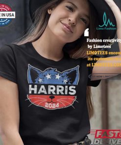 Kamala Harris 2024 Button Cat Face For Cat Lady Kamala Lover T shirt