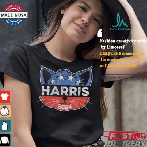 Kamala Harris 2024 Button Cat Face For Cat Lady Kamala Lover T shirt