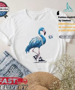Kamala Harris Blue Flamingo Walking Madam President 2024 Lotus For Potus T shirt