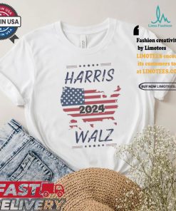 Kamala Harris Tim Walz 2024 Election America Map T shirt