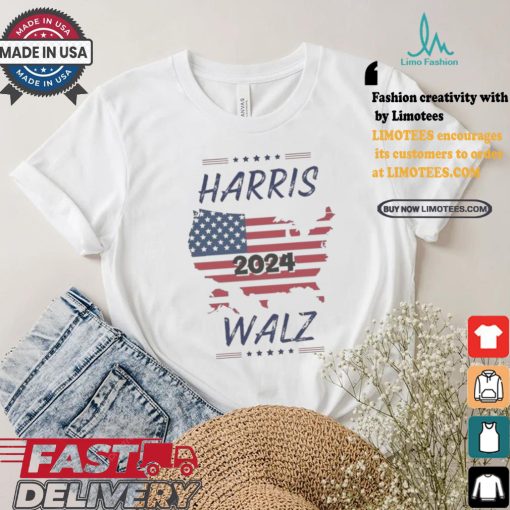 Kamala Harris Tim Walz 2024 Election America Map T shirt