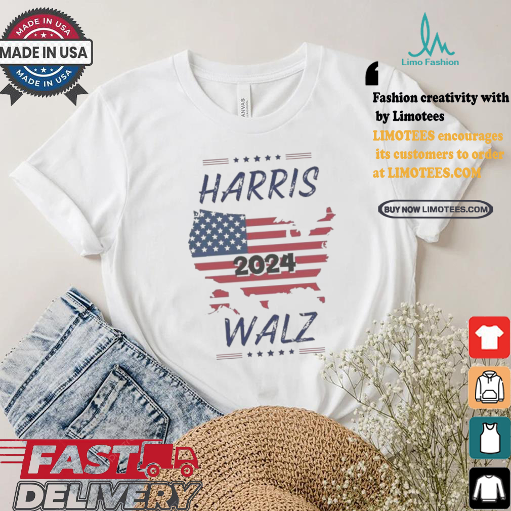 Kamala Harris Tim Walz 2024 Election America Map T shirt Kamala Harris Tim Walz 2024 Election America Map T shirt