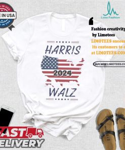 Kamala Harris Tim Walz 2024 Election America Map T shirt