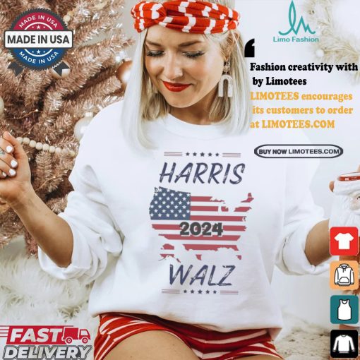 Kamala Harris Tim Walz 2024 Election America Map T shirt