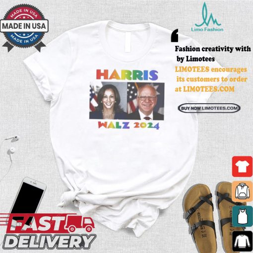 Kamala Harris Walz 2024 Rainbow Gaay Pride America President T shirt