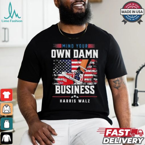 Kamala Stepping On Red Hat Mind Your Own Damn Business Harris Walz T Shirt