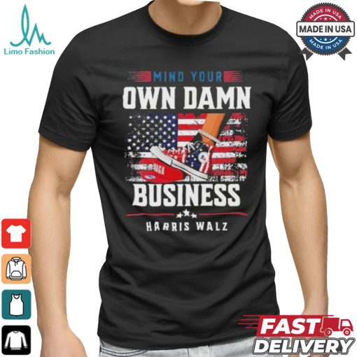 Kamala Stepping On Red Hat Mind Your Own Damn Business Harris Walz T Shirt