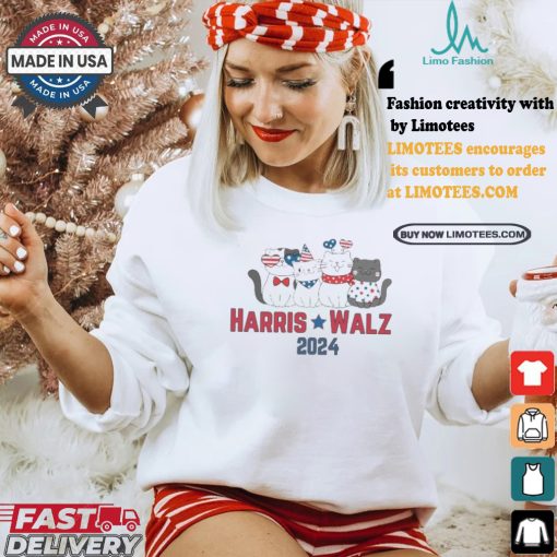 Kamala Tim Patriotic Cats Childless Cat Lady Votes Election 2024 Harris Walz T shirt