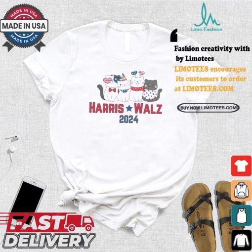 Kamala Tim Patriotic Cats Childless Cat Lady Votes Election 2024 Harris Walz T shirt