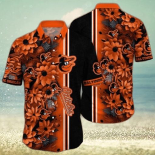 MLB Baltimore Orioles Floral Print Hawaiian Shirt