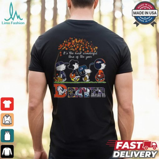 Men’s Denver Sport Peanuts Characters Fall It’s The Most Wonderful Time Of The Year Shirt