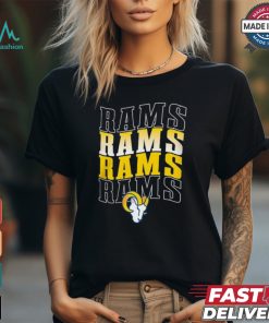 Men's Starter Black Los Angeles Rams Four Team Name Logo T Shirt