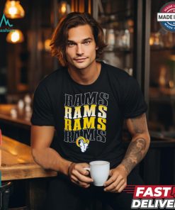 Men's Starter Black Los Angeles Rams Four Team Name Logo T Shirt