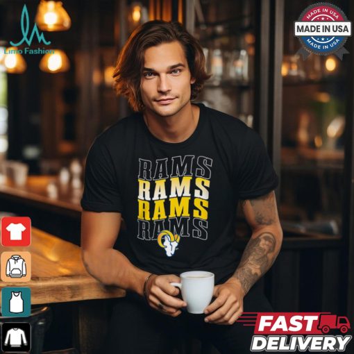 Men’s Starter Black Los Angeles Rams Four Team Name Logo T Shirt