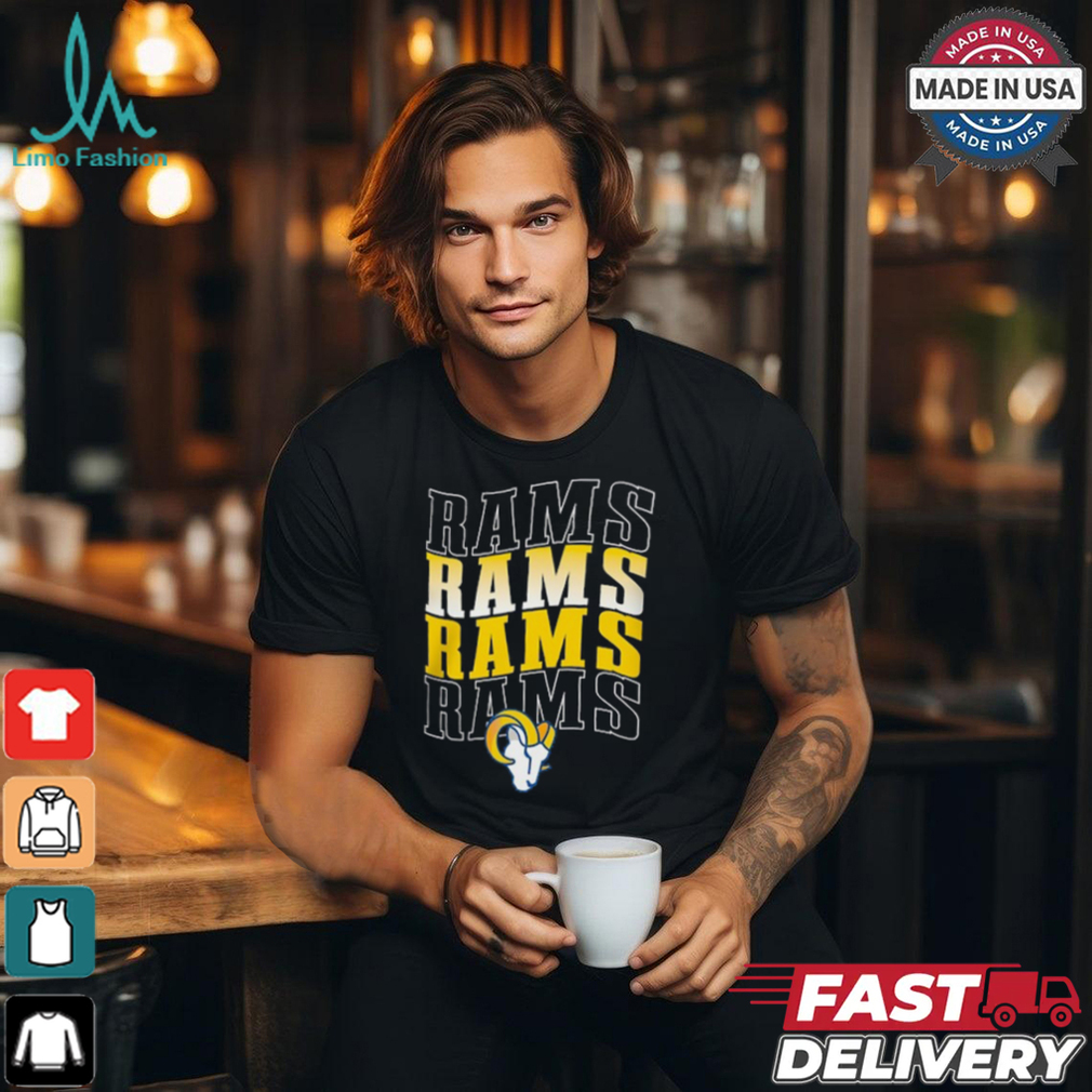 Men's Starter Black Los Angeles Rams Four Team Name Logo T Shirt Men's Starter Black Los Angeles Rams Four Team Name Logo T Shirt