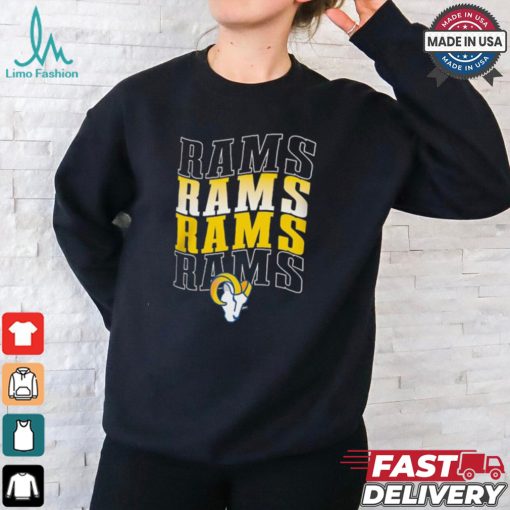 Men’s Starter Black Los Angeles Rams Four Team Name Logo T Shirt