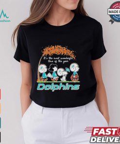 Miami Dolphins Peanuts Charlie Browns And Snoopy In Fall T Shirt