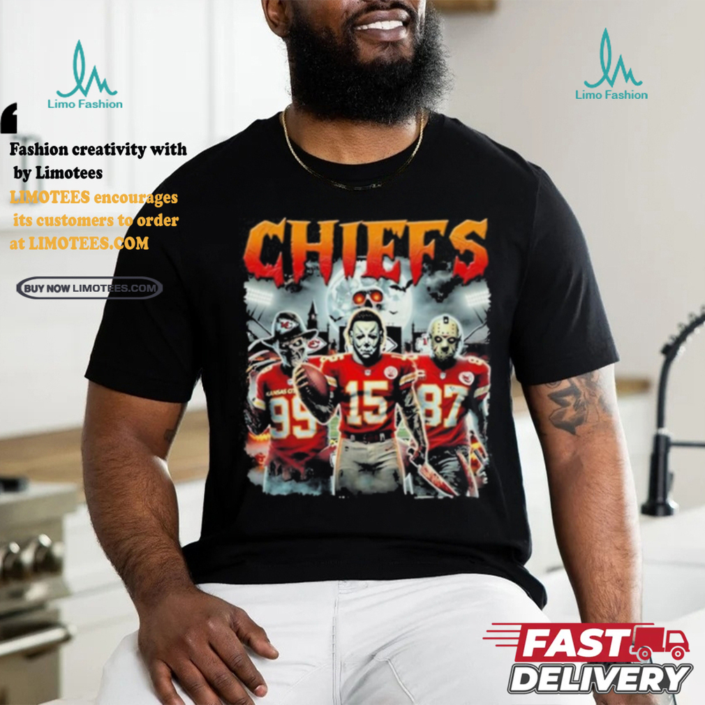 Michael Myers 15 Jason Voorhees 87 Freddy Krueger 99 Kansas City Chiefs Halloween Shirt Michael Myers 15 Jason Voorhees 87 Freddy Krueger 99 Kansas City Chiefs Halloween Shirt
