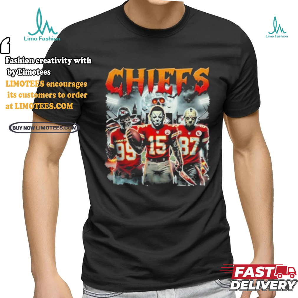 Michael Myers 15 Jason Voorhees 87 Freddy Krueger 99 Kansas City Chiefs Halloween Shirt Michael Myers 15 Jason Voorhees 87 Freddy Krueger 99 Kansas City Chiefs Halloween Shirt