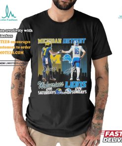 Michigan Donovan Edwards And Detroit Jared Goff On Saturdays And On Sundays Shirt