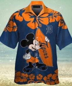 Mickey Mouse Hibiscus Flower Detroit Tigers Hawaiian Shirt