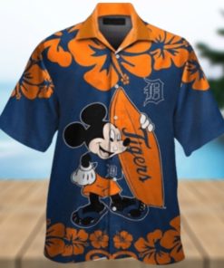 Mickey Mouse Hibiscus Flower Detroit Tigers Hawaiian Shirt