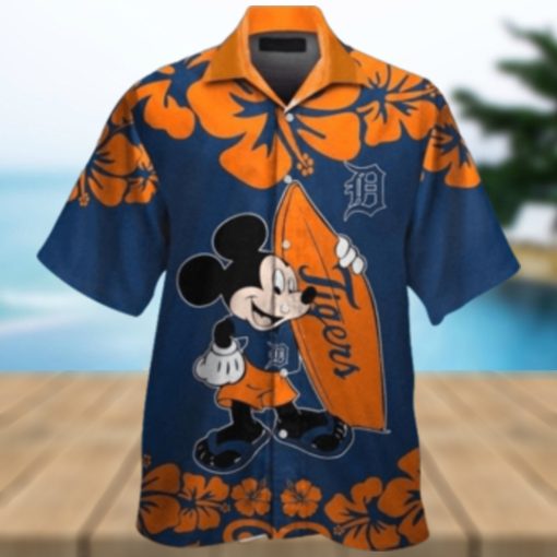 Mickey Mouse Hibiscus Flower Detroit Tigers Hawaiian Shirt