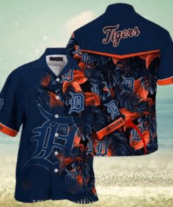 Midnight Tropical Leaf Patterns Detroit Tigers Personalized Hawaiian Shirt