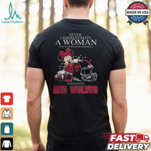 Minnie Mouse x Arkansas State Red Wolves Never Underestimate A Woman Who Understands Football And Loves Shirt