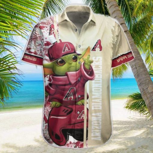 Mlb Arizona Diamondbacks Red Gold Baby Yoda Trendy Hawaiian Shirt Aloha Shirt