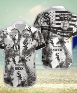 Monochrome Palm And Star Chicago White Sox Customizable Aloha Shirt