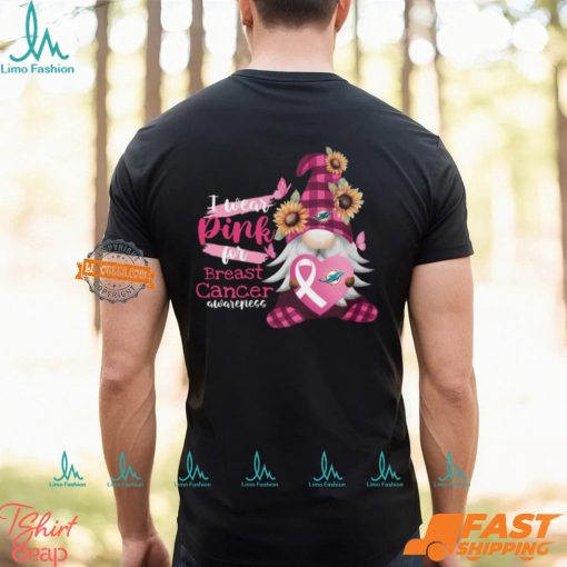 NFL Miami Dolphins Special Gnomes Flower In October I Wear Pink For Breast Cancer Awareness 2D Shirt