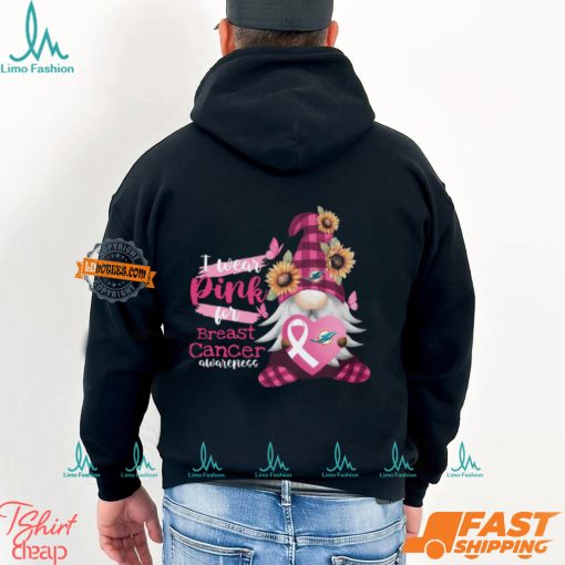 NFL Miami Dolphins Special Gnomes Flower In October I Wear Pink For Breast Cancer Awareness 2D Shirt
