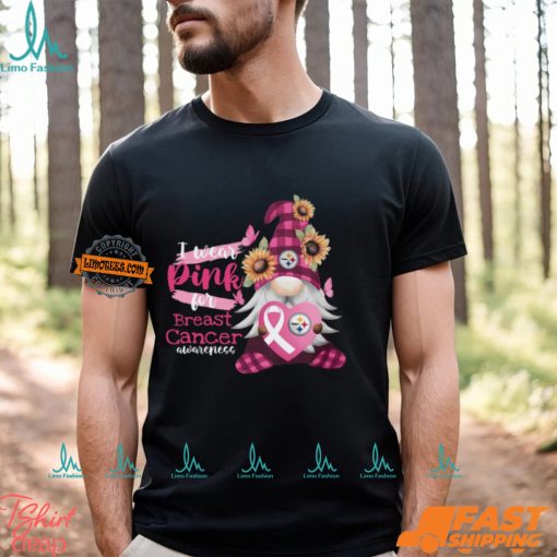 NFL Pittsburgh Steelers Special Gnomes Flower In October I Wear Pink For Breast Cancer Awareness 2D Shirt