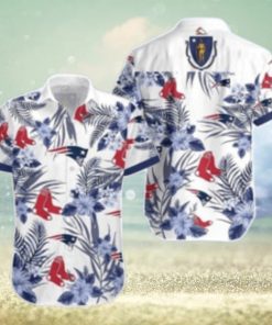 Navy Hibiscus Flowers Boston Red Sox Hawaiian Shirt