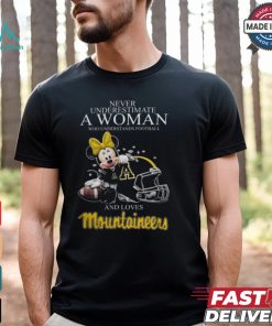 Never Underestimate A Woman Who Understands Football And Loves Appalachian State Mountaineers x Minnie Mouse T Shirt