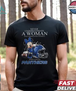 Never Underestimate A Woman Who Understands Football And Loves Georgia State Panthers x Minnie Mouse T Shirt